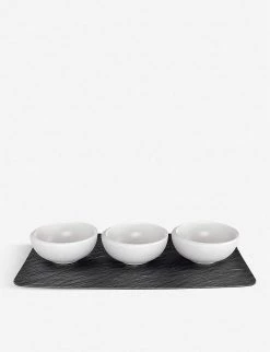 VILLEROY & BOCH NewMoon Porcelain Dip Bowl And Platter Set Of Four