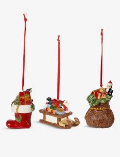 VILLEROY & BOCH Toy's Delight Porcelain Tree Decorations Set Of Three